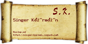 Singer Kármán névjegykártya